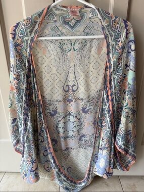 Lightweight Paisley Kimono Cardigan in Pastel Mix o/s
